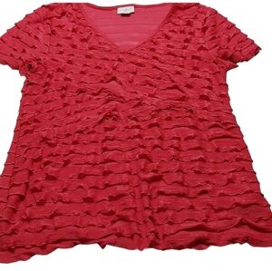 Vintage 90s Jaclyn Smith Magenta Hot Pink Ruffled Top M EUC